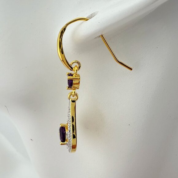 Pretty Teardrop Purple African Amethyst Earrings - Picture 4 of 16